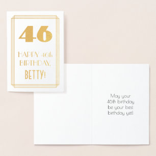 Carte Dorée 46e anniversaire : Art Déco Inspiré Look "46" & No