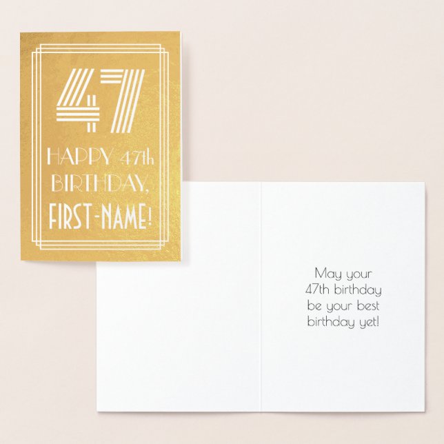 Carte Dorée 47e Anniversaire – Apparence inspirée d'Art Déco " (Affichage)