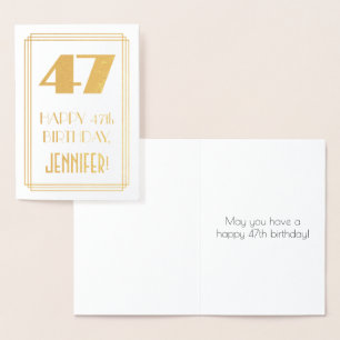 Carte Dorée 47e anniversaire : Art Déco Inspiré Look "47" & No
