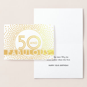 Carte Dorée 50 et fabuleux Joyeux Anniversaire Chic Vintage Dé