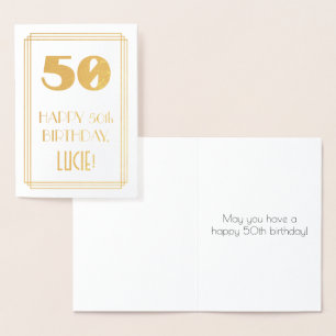 Carte Dorée 50e anniversaire : Art Déco Inspiré Look "50" & No