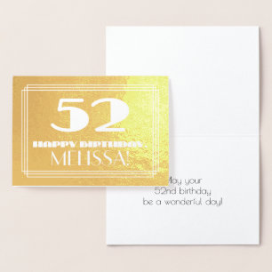 Carte Dorée 52e anniversaire : nom + look inspiré de l'Art déc