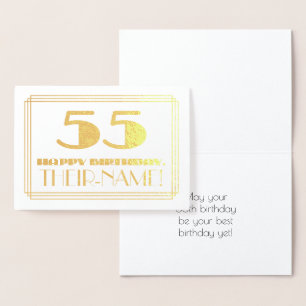Carte Dorée 55e anniversaire ; nom + Art Déco Inspiré Look "55