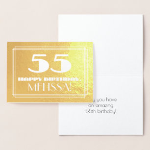 Carte Dorée 55e anniversaire : Nom + Art Déco Inspiré Look "55