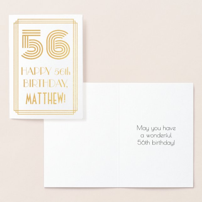 Carte Dorée 56e anniversaire - Apparence inspirée d'Art Déco " (Affichage)