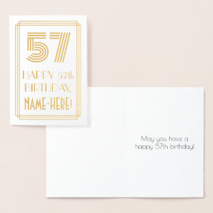 Carte Dorée 57e anniversaire - Art Déco Inspiré Look "57" & No