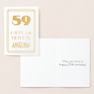 Carte Dorée 59e anniversaire : Art Déco Inspiré Look "59" & No