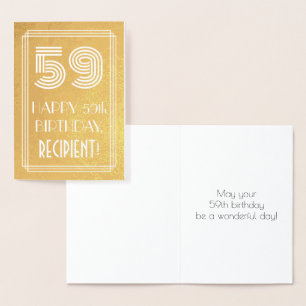 Carte Dorée 59e anniversaire – Vue inspirée d'Art Déco "59" +