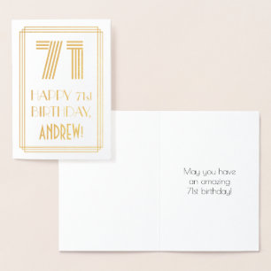 Carte Dorée 71e Anniversaire - Apparence inspirée d'Art Déco "