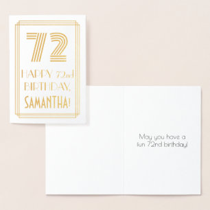 Carte Dorée 72e anniversaire - Apparence inspirée d'Art Déco "