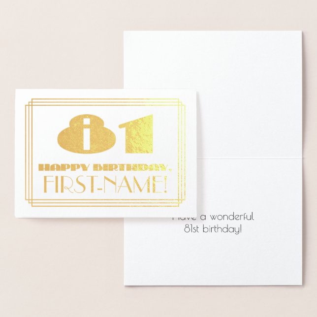 Carte Dorée 81e anniversaire; Nom + Apparence inspirée de l'Ar (Affichage)