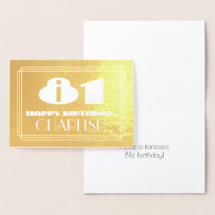 Carte Dorée 81e anniversaire : Nom + Art Déco Inspiré Look "81