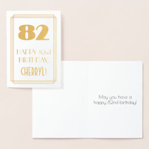 Carte Dorée 82e anniversaire : Art Déco Inspiré Look "82" & No