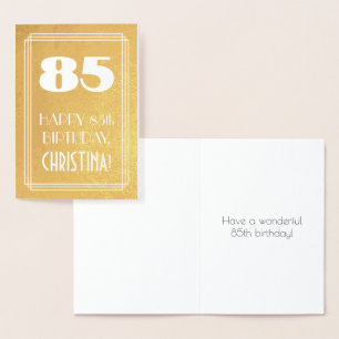 Carte Dorée 85e anniversaire ~ Style Art Déco "85" & nom perso