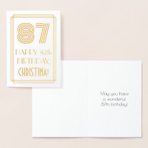 Carte Dorée 87e anniversaire - Apparence inspirée d'Art Déco "