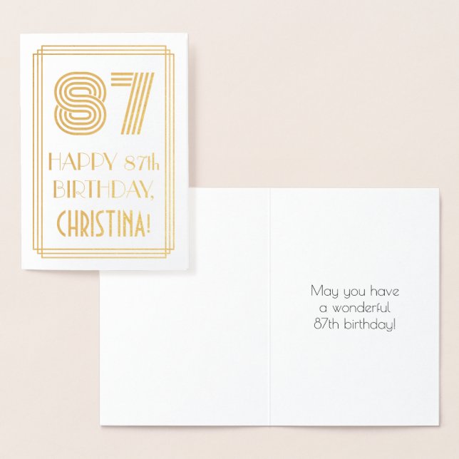 Carte Dorée 87e anniversaire - Apparence inspirée d'Art Déco " (Affichage)