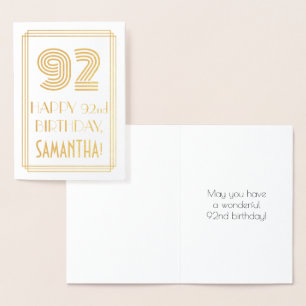 Carte Dorée 92e anniversaire - Apparence inspirée de l'Art Déc