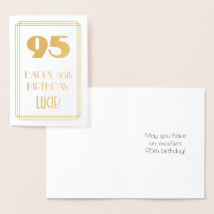 Carte Dorée 95e anniversaire : Art Déco Inspiré Look "95" & No