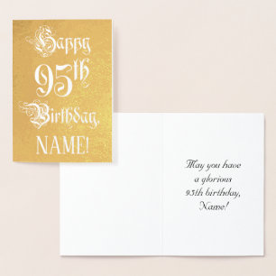 Carte Dorée 95e anniversaire : Élégant, Script Orné; Nom perso