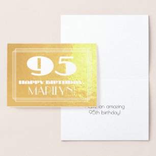 Carte Dorée 95e anniversaire : Nom + Art Déco Inspiré Look "95
