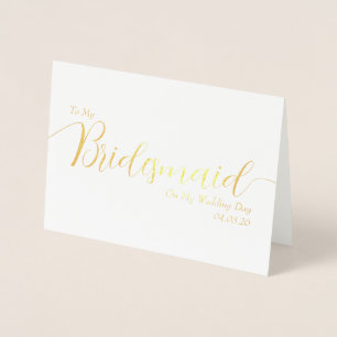 Carte Dorée À ma demoiselle d'honneur le jour de mon mariage É