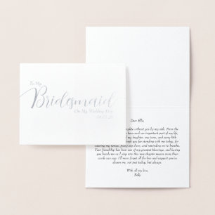 Carte Dorée À ma demoiselle d'honneur le jour de mon mariage É