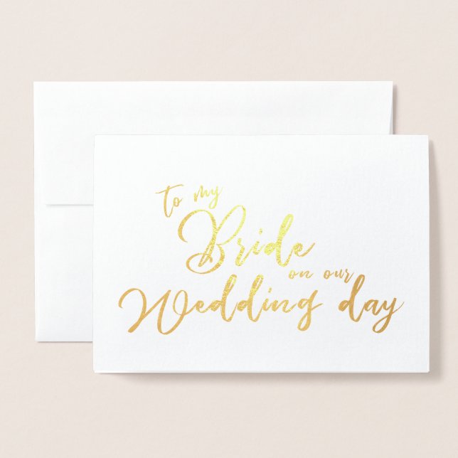 Carte Dorée À ma mariée lors de notre mariage Script chic (Devant avec enveloppe)