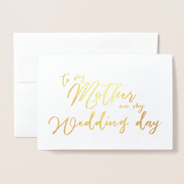 Carte Dorée À ma mère le jour de mon mariage Calligraphie (Devant avec enveloppe)