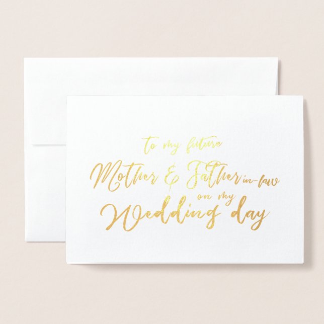 Carte Dorée À mes futurs beaux-parents le jour de mon mariage (Devant avec enveloppe)