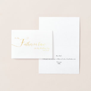 Carte Dorée À mon beau-père le jour de mon mariage Merci