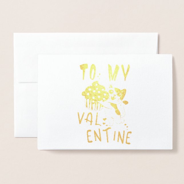 Carte Dorée À Mon Valentin (Devant avec enveloppe)