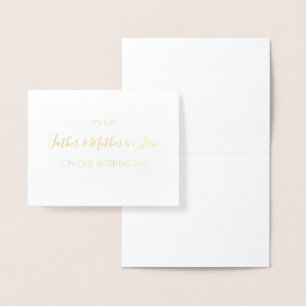 Carte Dorée À PÈRE & MÈRE EN DROIT Le jour de notre mariage