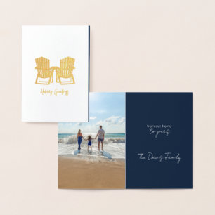 Carte Dorée Adirondack Chaises Mini voeux de vacances avec pho