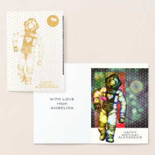 Carte Dorée Aimez-vous à l'astronaute de la Lune Dessiner l'es