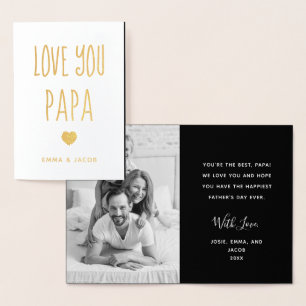 Carte Dorée Aimez-vous Papa   Votre photo et votre coeur moder