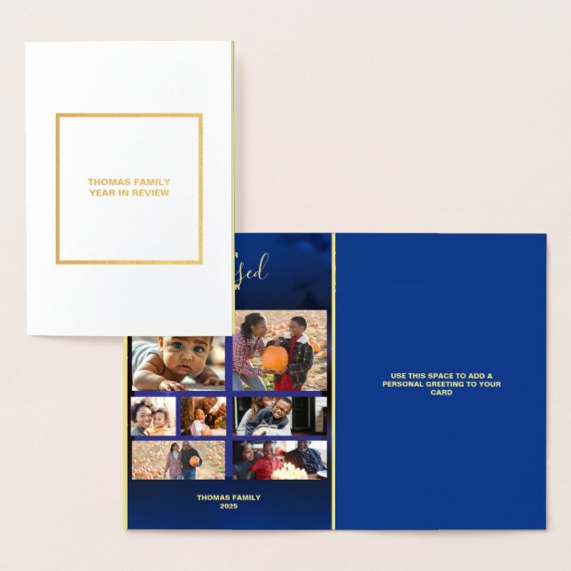 Carte Dorée Ajouter Photos Blessed Year Holiday Photo Foil Car (Affichage)