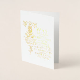 Carte Dorée Alice In Wonderland Jabberwocky Gold Foil Card