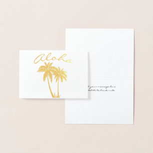 Carte Dorée Aloha Tropical Beach Party Anniversaire Merci
