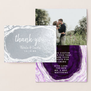Carte Dorée Amethyst Purple & Silver Merci Photo Mariage