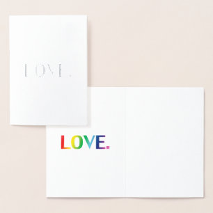 Carte Dorée Amour arc-en-ciel typographie moderne minimaliste