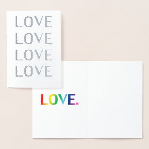 Carte Dorée Amour couleurs arc-en-ciel typographie moderne