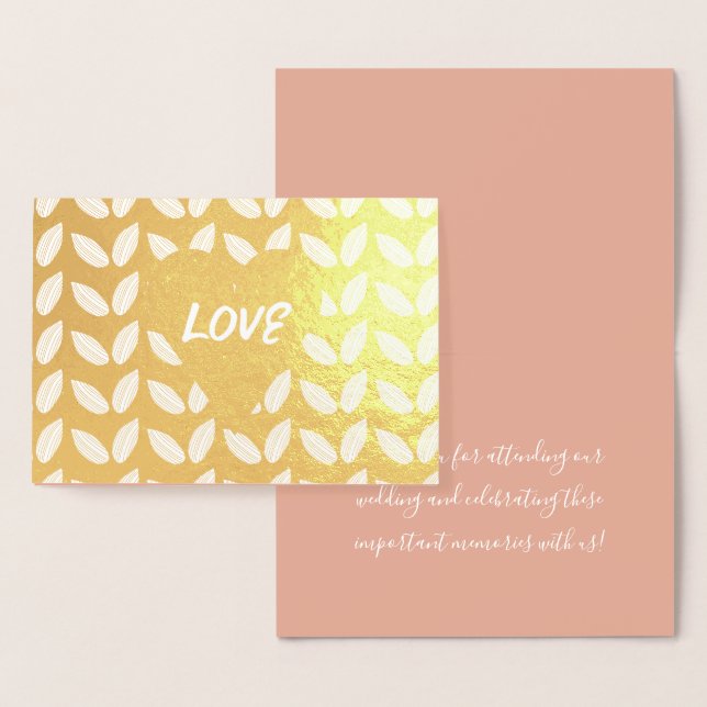 Carte Dorée Amour de mariage botanique Saint-Valentin Annivers (Affichage)