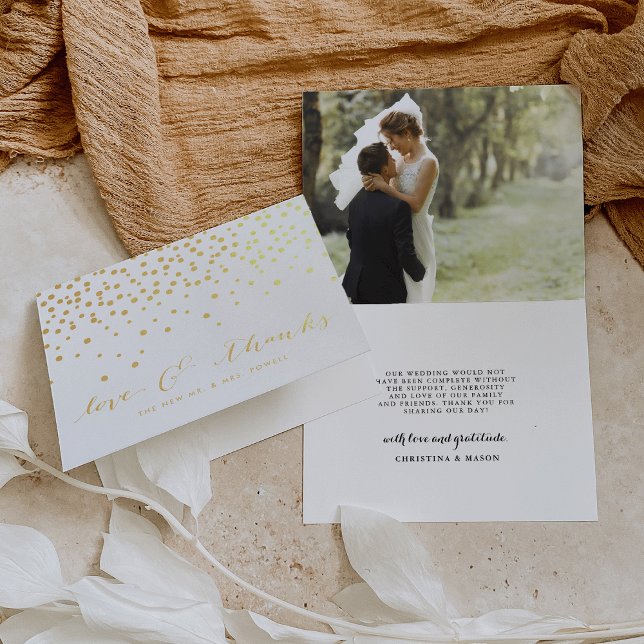 Carte Dorée Amour & Merci | Mariage Photo Gold Merci à huile (Créateur téléchargé)