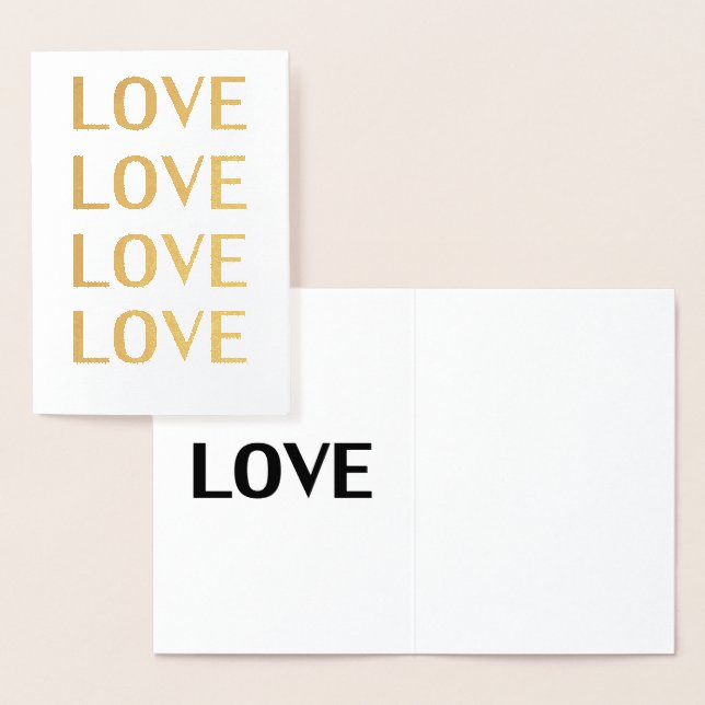 Carte Dorée Amour typographie noir et blanc moderne élégant (Affichage)