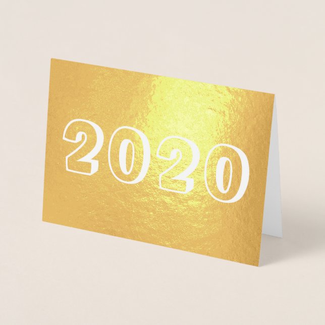Carte Dorée Année personnalisée 2020 Joyeux Nouvel An Numéros (Devant)