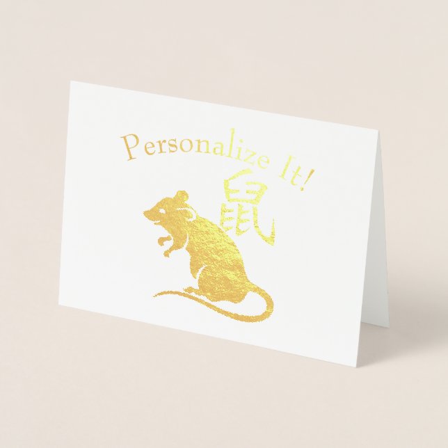 Carte Dorée Année Personnalisée Du Rat (Devant)