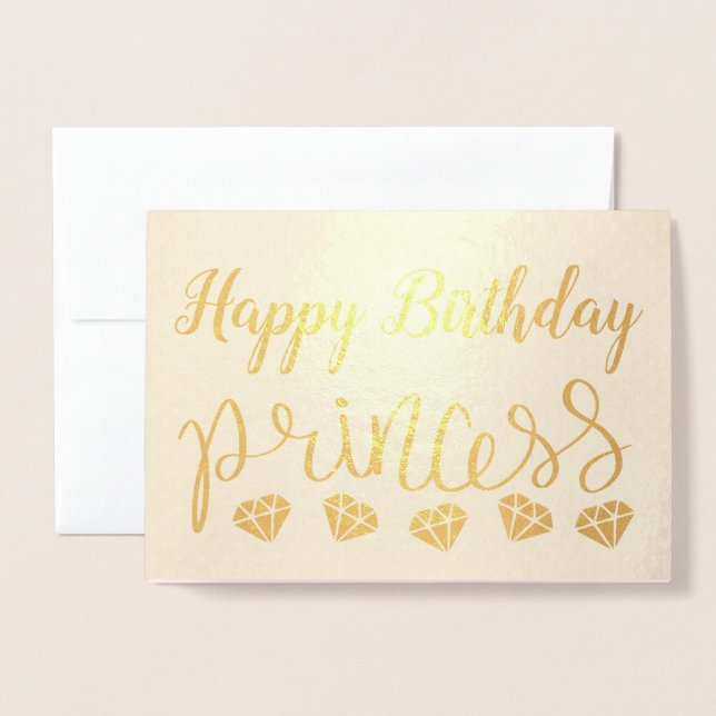 Carte Dorée Anniversaire de la princesse (Devant avec enveloppe)