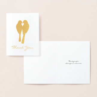 Carte Dorée Anniversaire d'or Lovebirds Merci