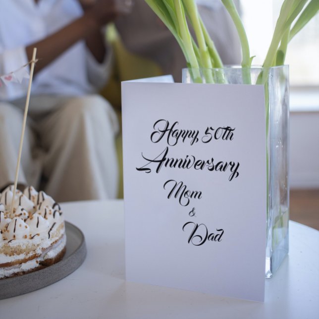 Carte Dorée Anniversaire du Mariage d'or maman et papa (In Situ Table)