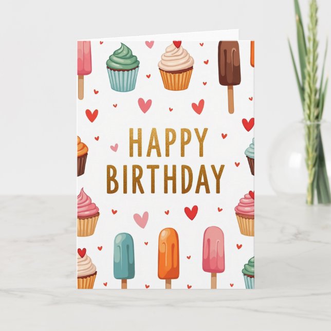 Carte Dorée Anniversaire Fêtard (Devant)